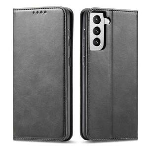 For Samsung Galaxy S21+ 5G Calf Texture Magnetic Horizontal Flip Leather Case with Holder & Card Slots & Wallet(Black)