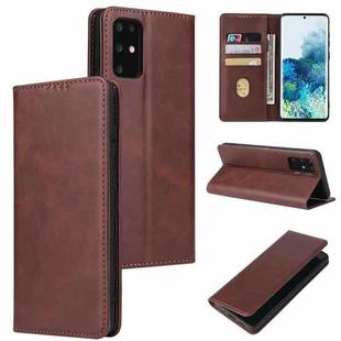 For Samsung Galaxy S20 Calf Texture Magnetic Horizontal Flip Leather Case with Holder & Card Slots & Wallet(Brown)