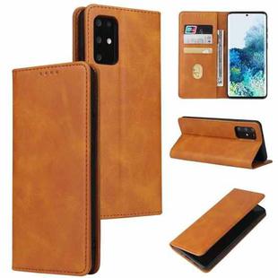 For Samsung Galaxy S20 Calf Texture Magnetic Horizontal Flip Leather Case with Holder & Card Slots & Wallet(Khaki)