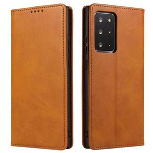 For Samsung Galaxy Note20 Ultra Calf Texture Magnetic Horizontal Flip Leather Case with Holder & Card Slots & Wallet(Khaki)