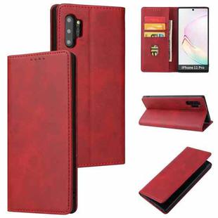 For Samsung Galaxy Note10+ Calf Texture Magnetic Horizontal Flip Leather Case with Holder & Card Slots & Wallet(Red)