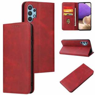 For Samsung Galaxy A32 5G Calf Texture Magnetic Horizontal Flip Leather Case with Holder & Card Slots & Wallet(Red)