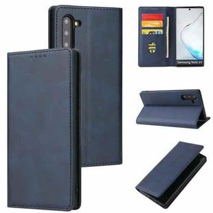 For Samsung Galaxy Note10 Calf Texture Magnetic Horizontal Flip Leather Case with Holder & Card Slots & Wallet(Blue)