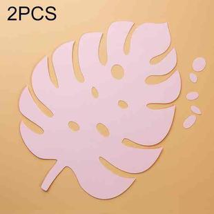 2 PCS Monstera Leaves 23x17cm Creative Leaves Paper Cutting Shooting Props Papercut Jewelry Cosmetics Background Photo Photography Props(Pink)