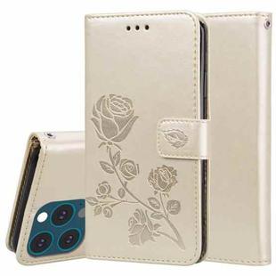 For iPhone 13 Pro Max Rose Embossed Horizontal Flip PU Leather Case with Holder & Card Slots & Wallet (Gold)