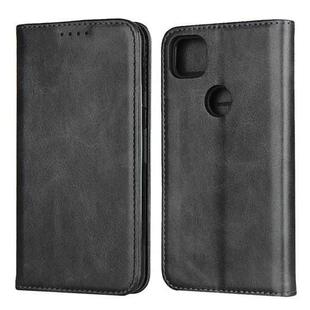 For Google Pixel 4a 4G Calf Texture Magnetic Horizontal Flip Leather Case with Holder & Card Slots & Wallet(Black)