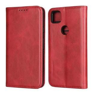 For Google Pixel 4a 4G Calf Texture Magnetic Horizontal Flip Leather Case with Holder & Card Slots & Wallet(Red)