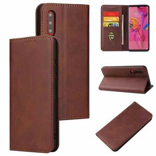For Huawei P30 Calf Texture Magnetic Horizontal Flip Leather Case with Holder & Card Slots & Wallet(Brown)