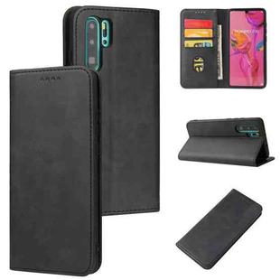 For Huawei P30 Pro Calf Texture Magnetic Horizontal Flip Leather Case with Holder & Card Slots & Wallet(Black)