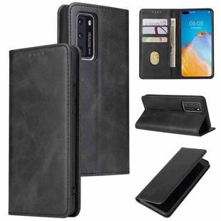 For Huawei P40 Calf Texture Magnetic Horizontal Flip Leather Case with Holder & Card Slots & Wallet(Black)