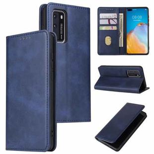 For Huawei P40 Calf Texture Magnetic Horizontal Flip Leather Case with Holder & Card Slots & Wallet(Blue)