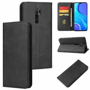 For Xiaomi Redmi 9 Calf Texture Magnetic Horizontal Flip Leather Case with Holder & Card Slots & Wallet(Black)