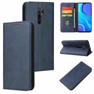 For Xiaomi Redmi 9 Calf Texture Magnetic Horizontal Flip Leather Case with Holder & Card Slots & Wallet(Blue)