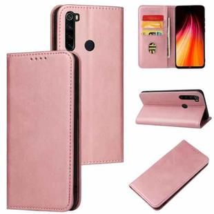 For Xiaomi Redmi Note 8 Calf Texture Magnetic Horizontal Flip Leather Case with Holder & Card Slots & Wallet(Rose Gold)
