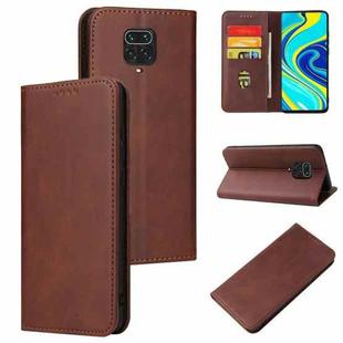 For Xiaomi Redmi Note 9 Pro Calf Texture Magnetic Horizontal Flip Leather Case with Holder & Card Slots & Wallet(Brown)