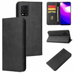 For Xiaomi Mi 10 Lite Calf Texture Magnetic Horizontal Flip Leather Case with Holder & Card Slots & Wallet(Black)