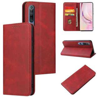 For Xiaomi Mi 10 Pro Calf Texture Magnetic Horizontal Flip Leather Case with Holder & Card Slots & Wallet(Red)