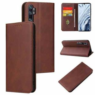 For Xiaomi Mi Note 10 Pro Calf Texture Magnetic Horizontal Flip Leather Case with Holder & Card Slots & Wallet(Brown)