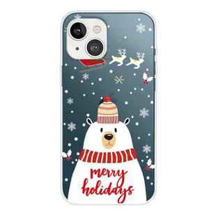 For iPhone 13 mini Christmas Series Transparent TPU Protective Case (Hat White Bear)