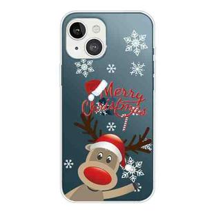 For iPhone 13 mini Christmas Series Transparent TPU Protective Case (Deer Says Hello)