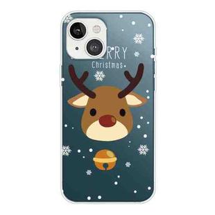 For iPhone 13 mini Christmas Series Transparent TPU Protective Case (Bell Deer)