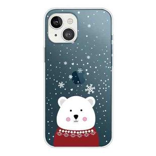 For iPhone 13 mini Christmas Series Transparent TPU Protective Case (Fat Bear in Red)