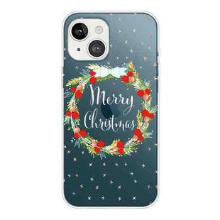 For iPhone 13 mini Christmas Series Transparent TPU Protective Case (Vintage Wreath)