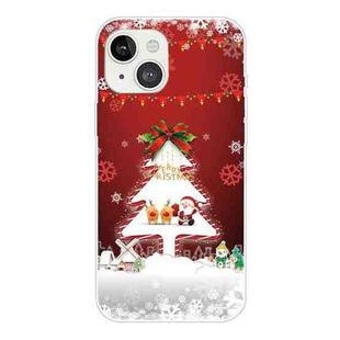 For iPhone 13 Christmas Series Transparent TPU Protective Case(Mini Deer and Old Man)