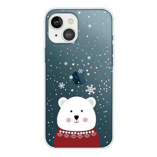 For iPhone 13 Christmas Series Transparent TPU Protective Case(Fat Bear in Red)