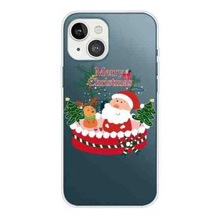 For iPhone 13 Christmas Series Transparent TPU Protective Case(Gift Box Old Man)