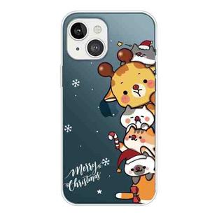 For iPhone 13 Christmas Series Transparent TPU Protective Case(Multiple Animals)