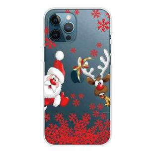 For iPhone 13 Pro Christmas Series Transparent TPU Protective Case (Red Leaves Old Man)