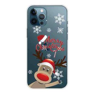 For iPhone 13 Pro Christmas Series Transparent TPU Protective Case (Deer Says Hello)