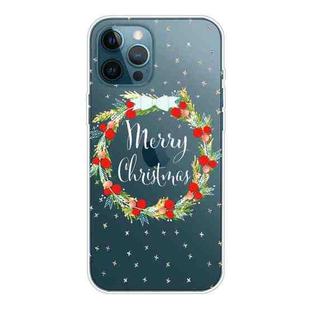 For iPhone 13 Pro Christmas Series Transparent TPU Protective Case (Vintage Wreath)
