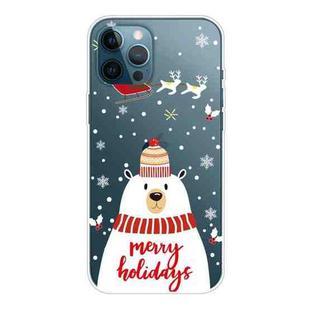 For iPhone 13 Pro Max Christmas Series Transparent TPU Protective Case (Hat White Bear)