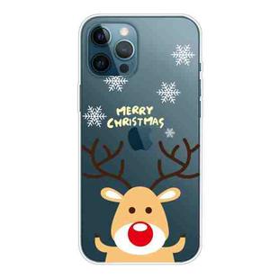 For iPhone 13 Pro Max Christmas Series Transparent TPU Protective Case (Raise Hand Deer)