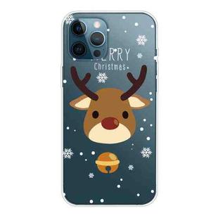For iPhone 13 Pro Max Christmas Series Transparent TPU Protective Case (Bell Deer)