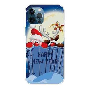 For iPhone 13 Pro Max Christmas Series Transparent TPU Protective Case (Wall-climbing Snowman)