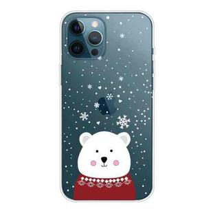 For iPhone 13 Pro Max Christmas Series Transparent TPU Protective Case (Fat Bear in Red)