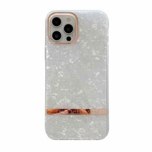 For iPhone 12 / 12 Pro Shell Texture Electroplating IMD TPU Shockproof Case(White)