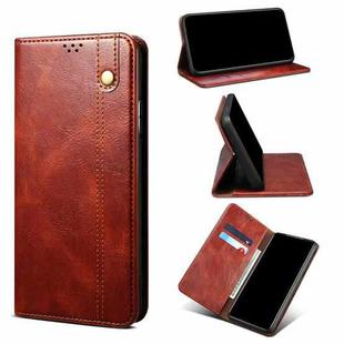 For Xiaomi 11T Pro Simple Wax Crazy Horse Texture Horizontal Flip Leather Case with Card Slots & Holder & Wallet(Brown)