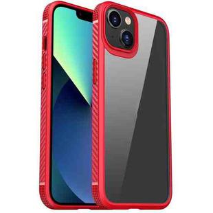 For iPhone 13 mini MG Series Carbon Fiber TPU + Clear PC Four-corner Airbag Shockproof Case (Red)