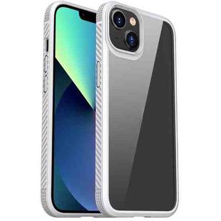 For iPhone 13 mini MG Series Carbon Fiber TPU + Clear PC Four-corner Airbag Shockproof Case (White)