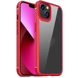 For iPhone 13 MG Series Carbon Fiber TPU + Clear PC Four-corner Airbag Shockproof Case(Red)