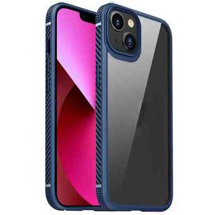 For iPhone 13 MG Series Carbon Fiber TPU + Clear PC Four-corner Airbag Shockproof Case(Blue)