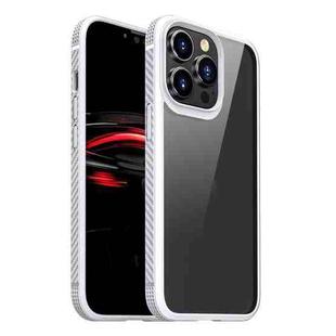 For iPhone 13 MG Series Carbon Fiber TPU + Clear PC Four-corner Airbag Shockproof Case Pro(White)