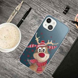 For iPhone 13 Christmas Series Transparent TPU Protective Case(Smiley Deer)