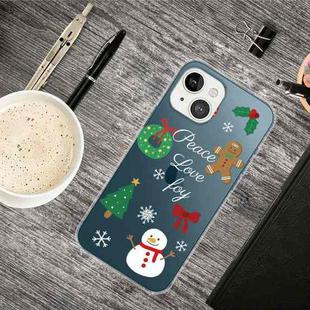 For iPhone 13 Christmas Series Transparent TPU Protective Case(Simple Snowman)