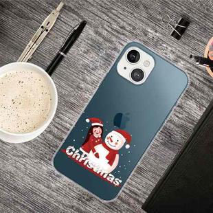 For iPhone 13 Christmas Series Transparent TPU Protective Case(Girl Snowman)