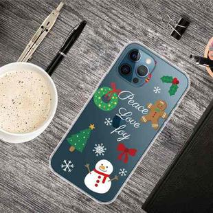 For iPhone 13 Pro Max Christmas Series Transparent TPU Protective Case (Simple Snowman)